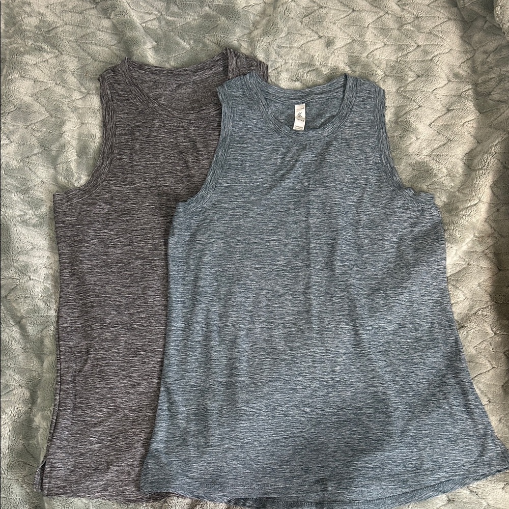 Gray and Blue Sleeveless Tops